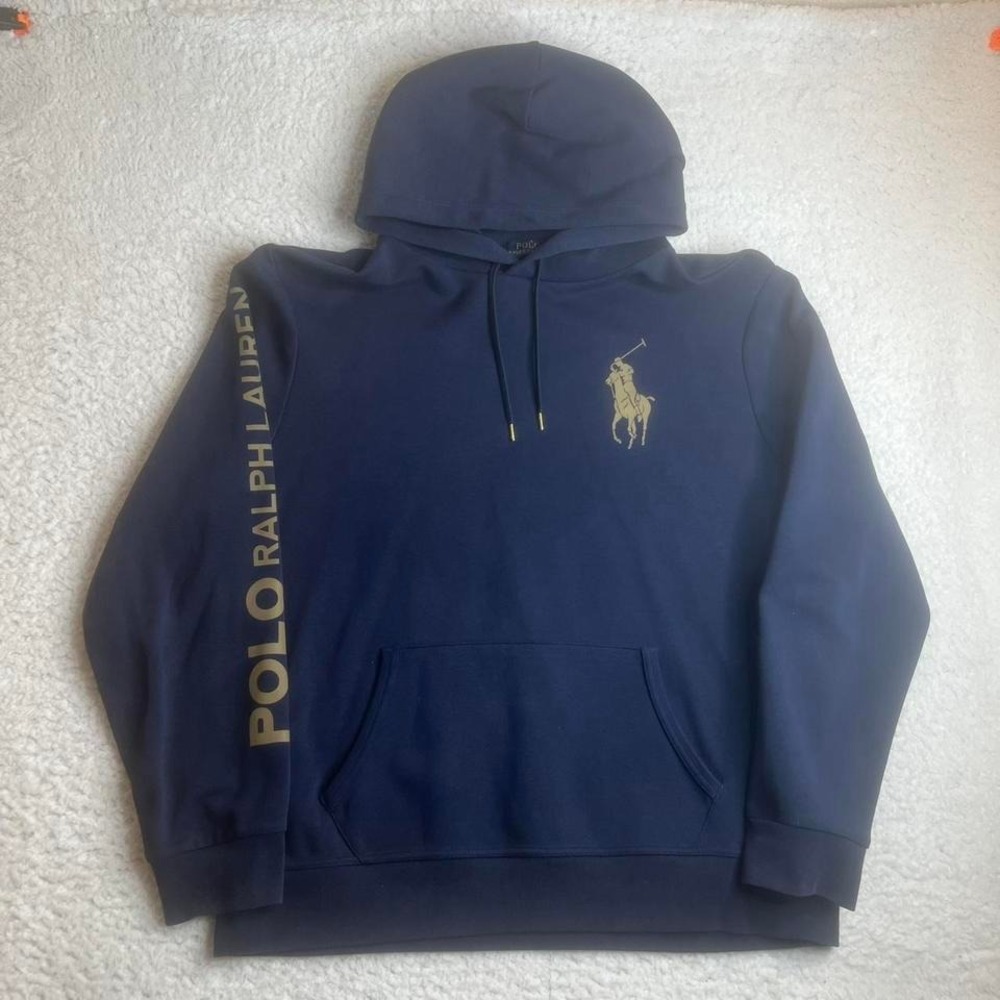 Polo Ralph Lauren men's blue big pony hoodie sleeve hit reflective xxl